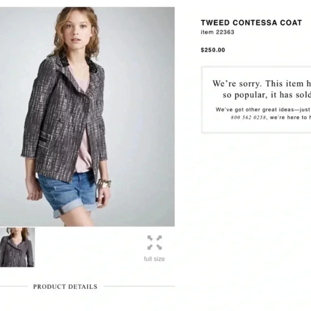 J. Crew Collection Grey Contessa Embellished Collar Tweed Blazer Jacket Size 4
